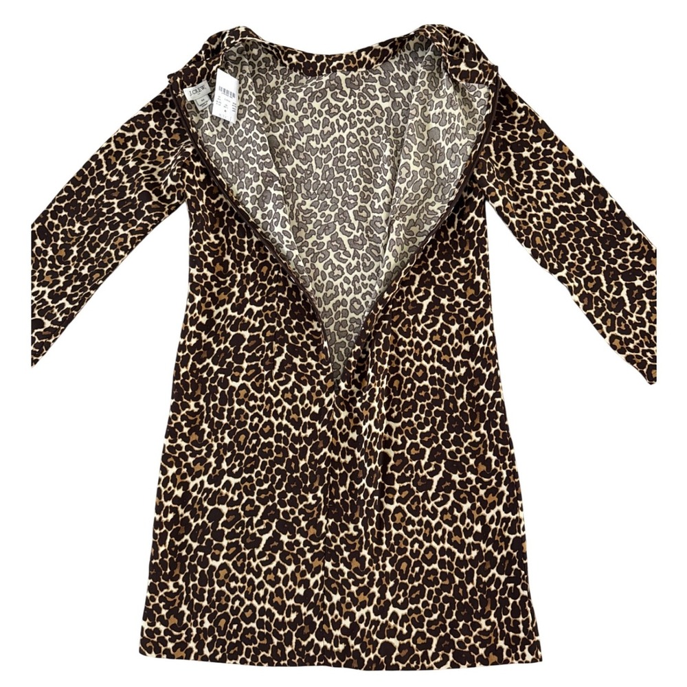 J.Crew Crepe Shift Mini Dress Animal Print Leopard K2150 Size 00 NWT Office - Picture 10 of 10